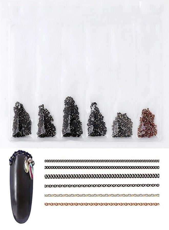 JERCLITY 4 Packs of 24 Strips Nail Chains for Nail Art Gold Silver Black Multi-color Alloy Metal Nail Art Chains Gold Nail Charms Silver Nail Charms Punk Accessories for Women - Image 4